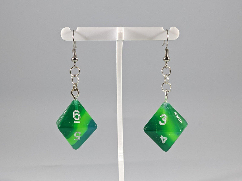 Dice Earrings: D8 - Green Gradient - Boardlandia