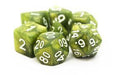 Old School 7 Piece DnD RPG Dice Set - Pearl Drop - Shimmer Green - Boardlandia