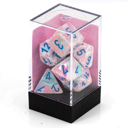 Festive Polyhedral Pop Art/blue 7-Die set - Boardlandia