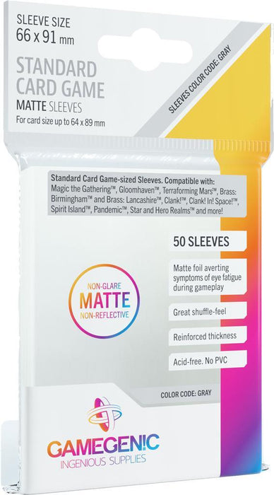 MATTE Sleeves: Standard Card Came (66 x 91 mm) - Case of 16 Packs - Boardlandia