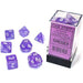 Borealis Luminary - Purple/White - 7ct Polyhedral Dice Set - Boardlandia