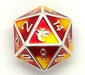 Old School DnD RPG D20 Metal Dice: Dragon Forged - Platinum Red & Yellow - Boardlandia