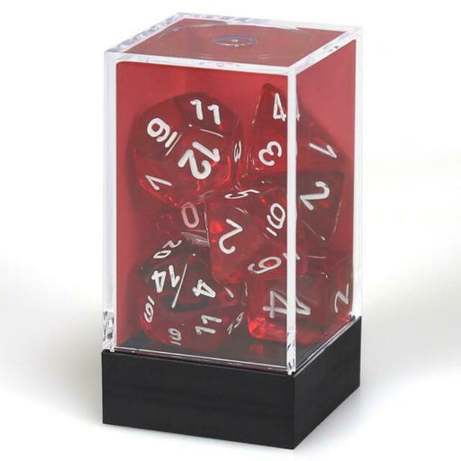 7ct Set Translucent Mini-Polyhedral Red/White Dice - Boardlandia