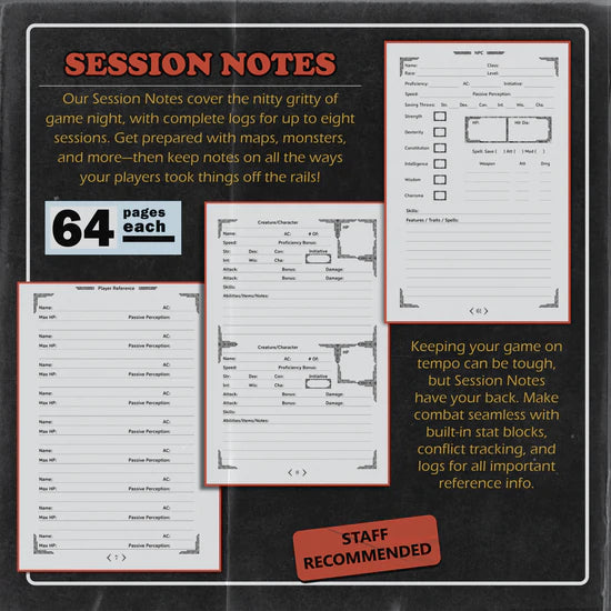 Dungeon Notes DM's Journals 3 Pack - Black - Boardlandia